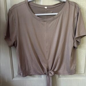 Women's Taupe Tie-Front Top